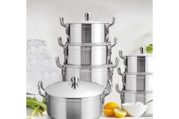 14 Pieces Heavy Cookware Saucepan Set Made Of Pure Aluminium-Silver